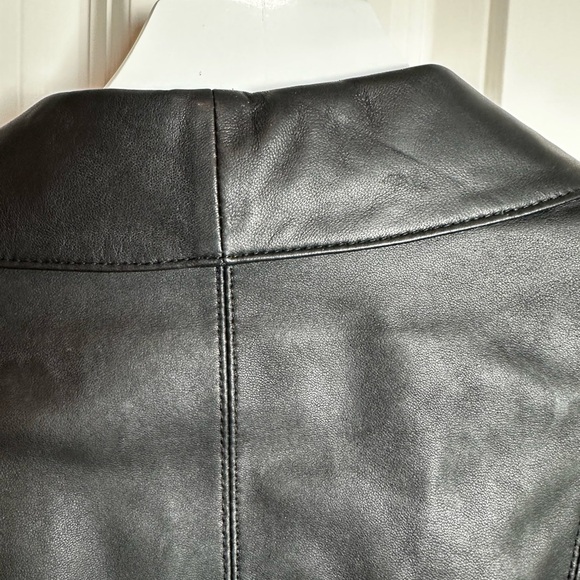 T Tahari Black Leather Jacket for Women - Picture 8 of 12
